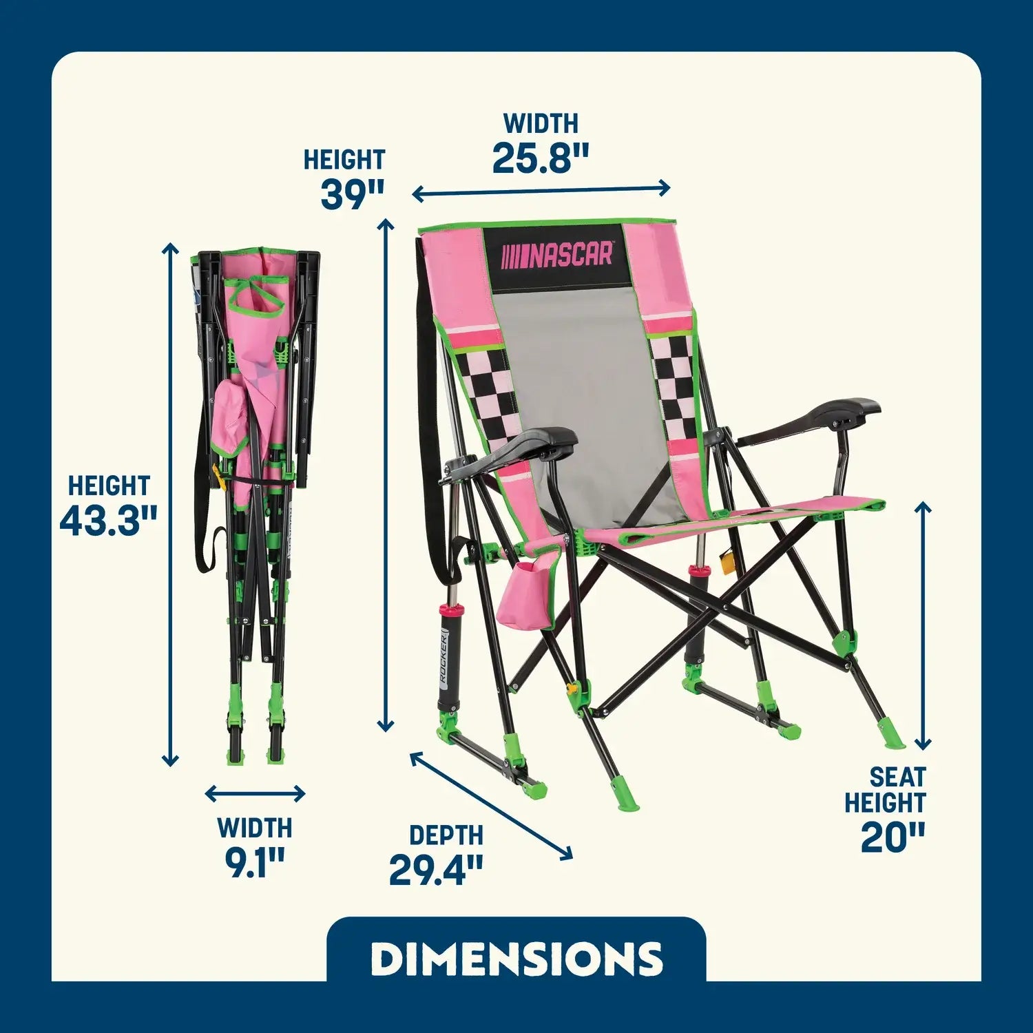 NASCAR RoadTrip Rocker - Pink | Featured Outdoor Choice | Outlandridge 579Clo
