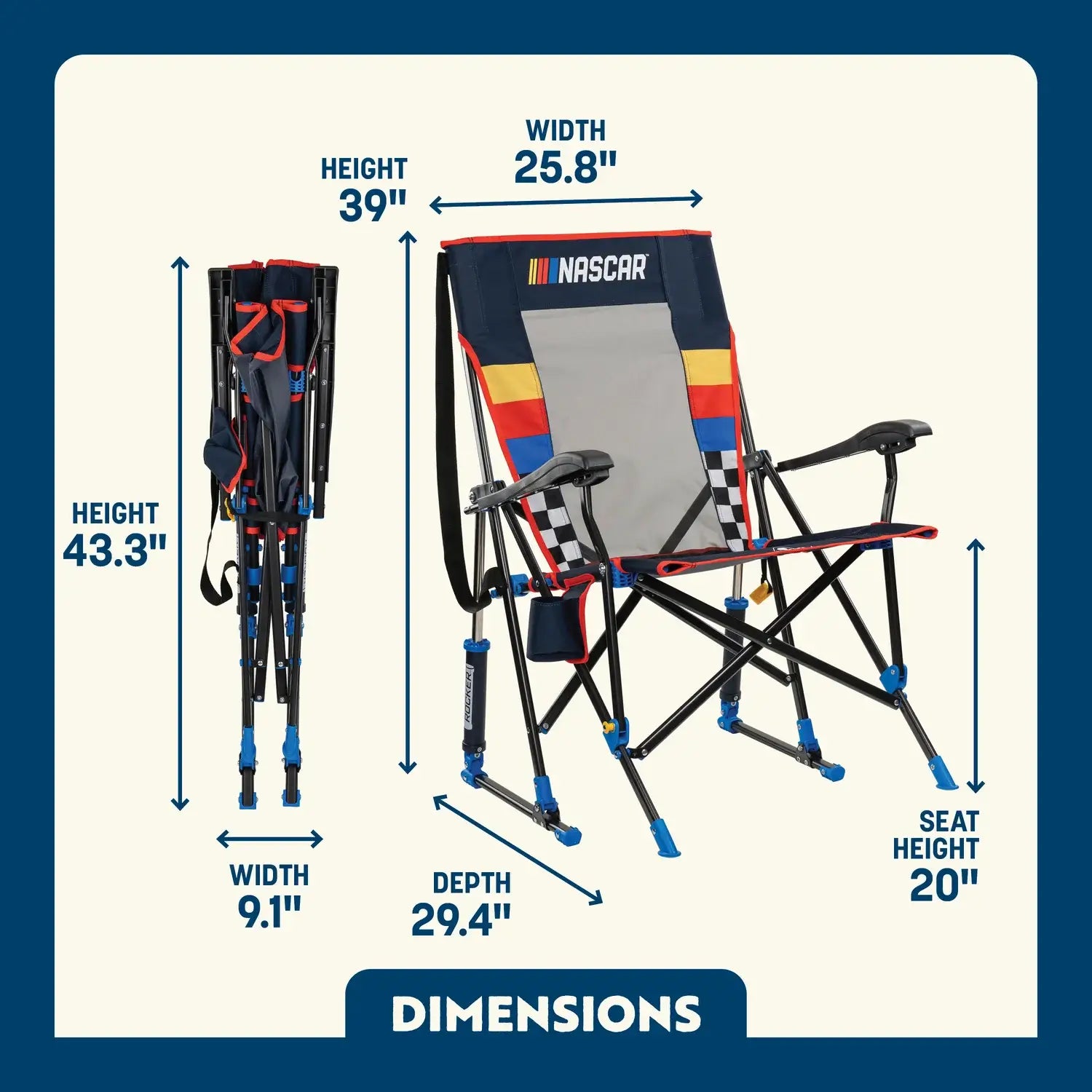 NASCAR RoadTrip Rocker - Blue | Featured Outdoor Choice | Outlandridge 2804kq